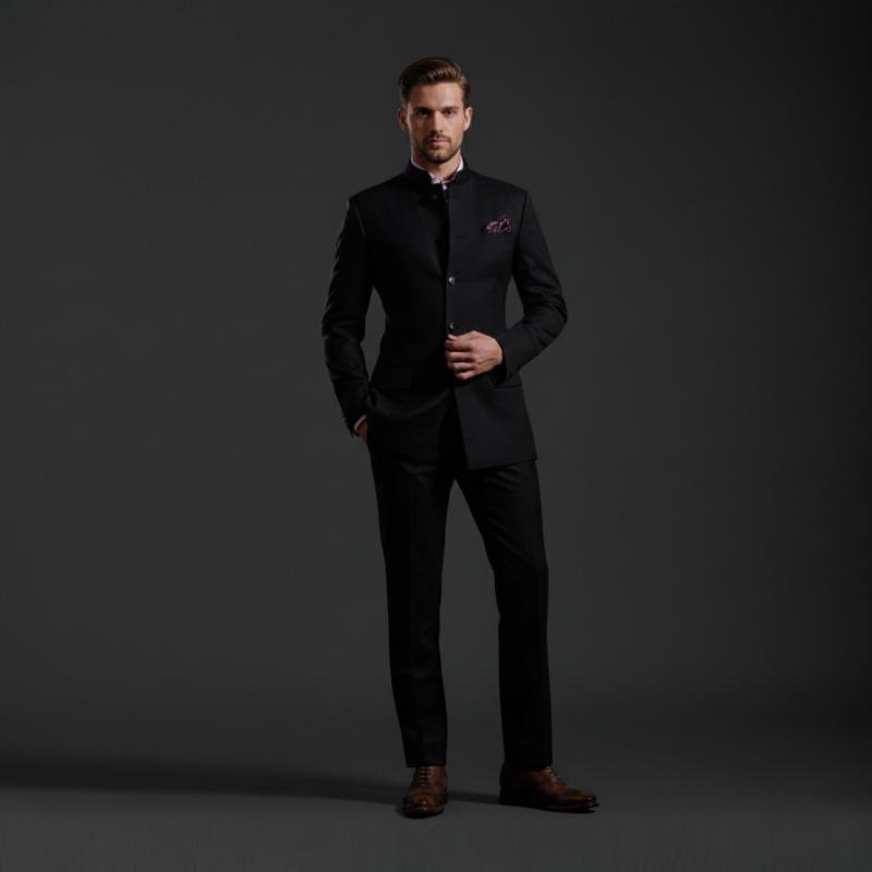 Classic Black Bandhgala Suit