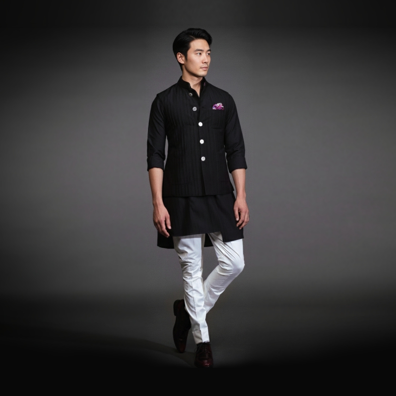 Nero Ternion Threadwork Kurta