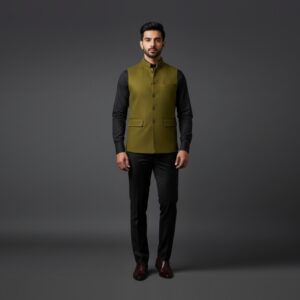 Scotish Cashmere Unique Olive Waistcoat